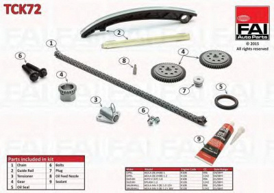 FAI AUTOPARTS tck72 -  Комплект цепи привода распредвала
